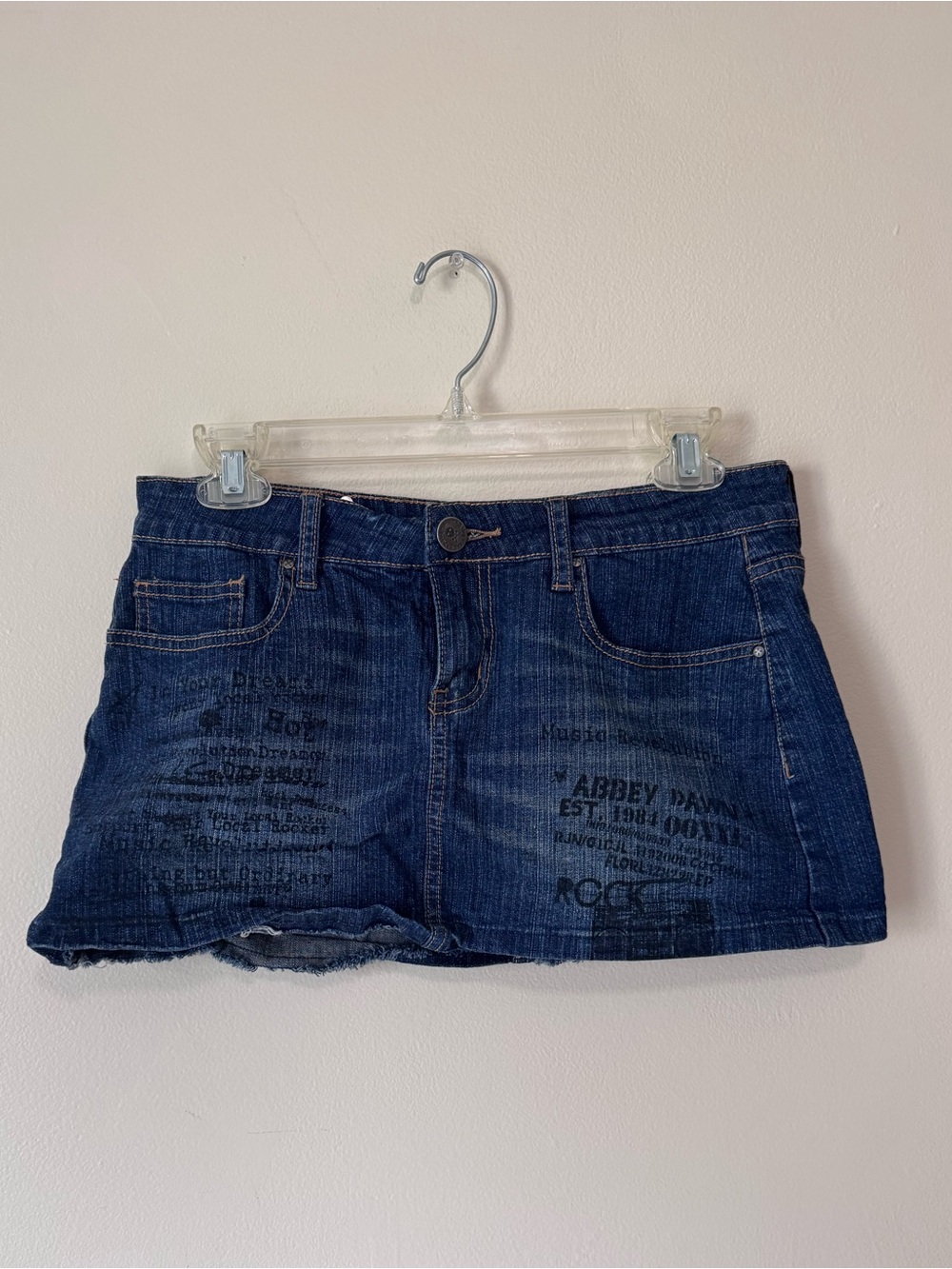 Y2K Vintage Abbey Dawn by Avril Lavigne Graphic Denim Mini Skirt | 7 - Women’s